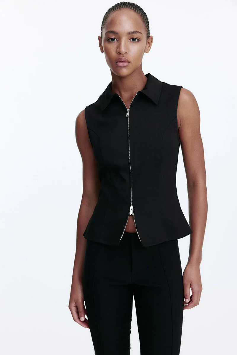 H&M Collared zip-through vest top