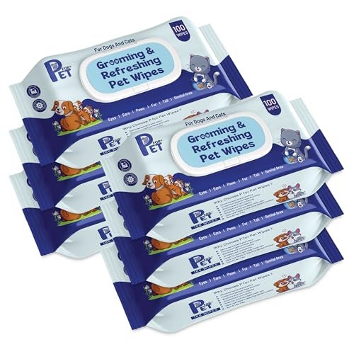 P for PET Grooming Wet Wipes 600 Count (Pack of 6) for Dogs, Cats & All Pets|Purified Water, Glycerin Anti-Bacterial |Cleansing, Deodorisin Wipes - Image 1