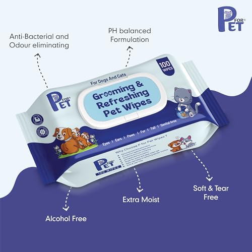 P for PET Grooming Wet Wipes 600 Count (Pack of 6) for Dogs, Cats & All Pets|Purified Water, Glycerin Anti-Bacterial |Cleansing, Deodorisin Wipes - Image 3