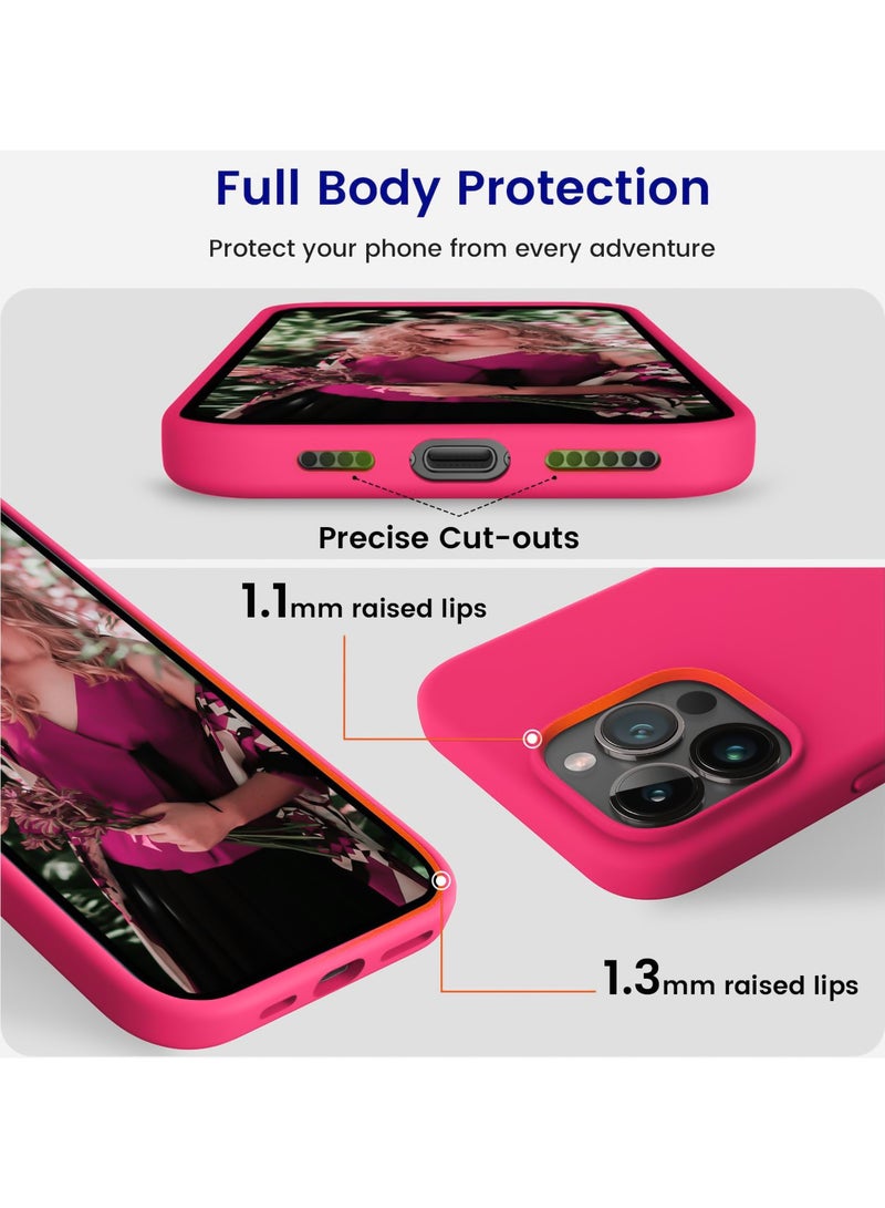 Compatible with iPhone 12 Pro Max Case 6.7 Inch Slim Liquid Silicone 4 Layers Soft Gel Rubber Shockproof Protective Phone Case with Anti Scratch Microfiber Lining (Neon Pink) - Image 4