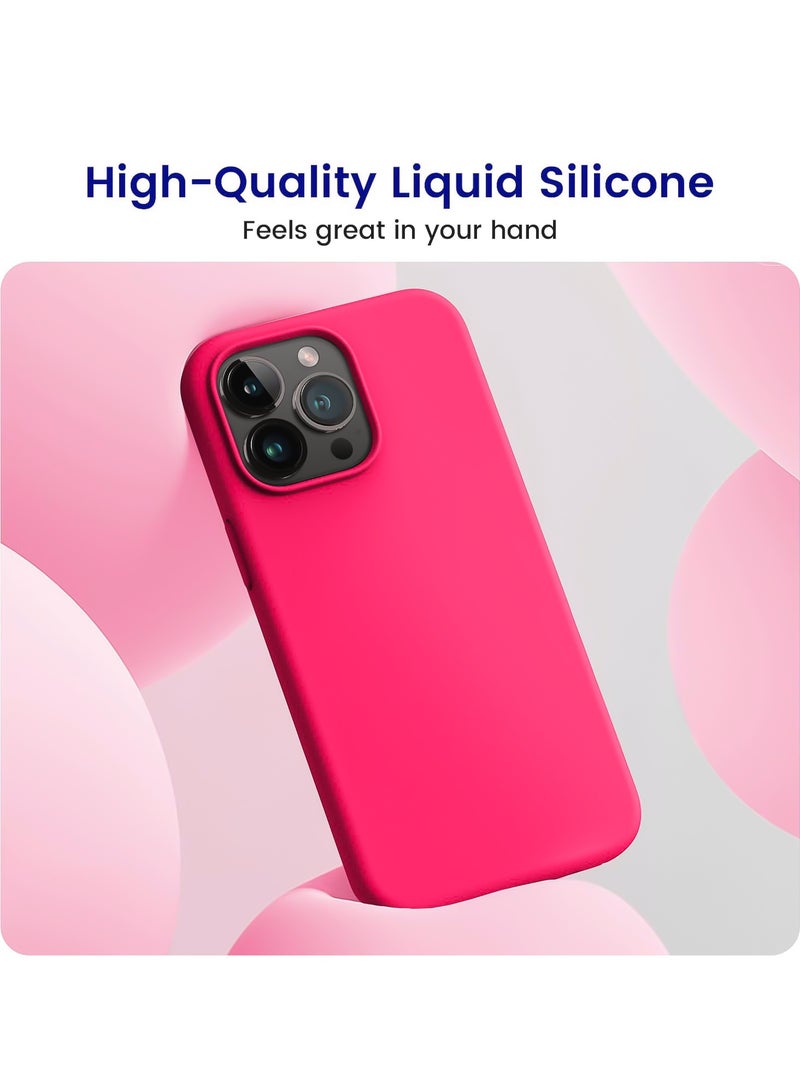 Compatible with iPhone 12 Pro Max Case 6.7 Inch Slim Liquid Silicone 4 Layers Soft Gel Rubber Shockproof Protective Phone Case with Anti Scratch Microfiber Lining (Neon Pink) - Image 2
