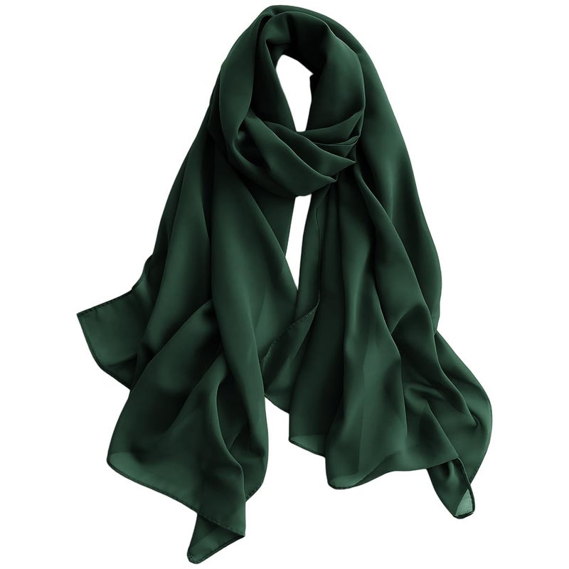 Harewom Chiffon Hijab for Women Sheer Shawl and Wraps for Wedding Bridal Scarves Summer Lightweight Sun-proof Scarf Dark Green - Image 1