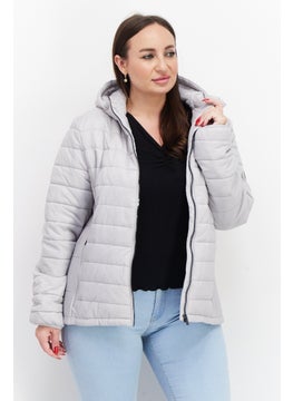 Trespass Women Hooded Plain Quilted Jacket, Grey  - Image 1