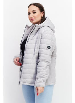 Trespass Women Hooded Plain Quilted Jacket, Grey  - Image 2