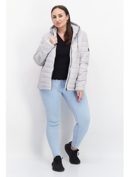 Trespass Women Hooded Plain Quilted Jacket, Grey  - Image 3