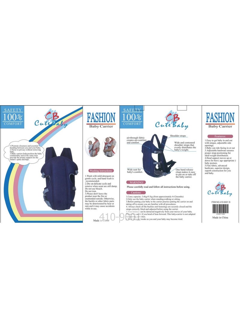 CB Adjustable Padded Front Baby Carrier with Safety Buckle – Navy Blue - Image 3