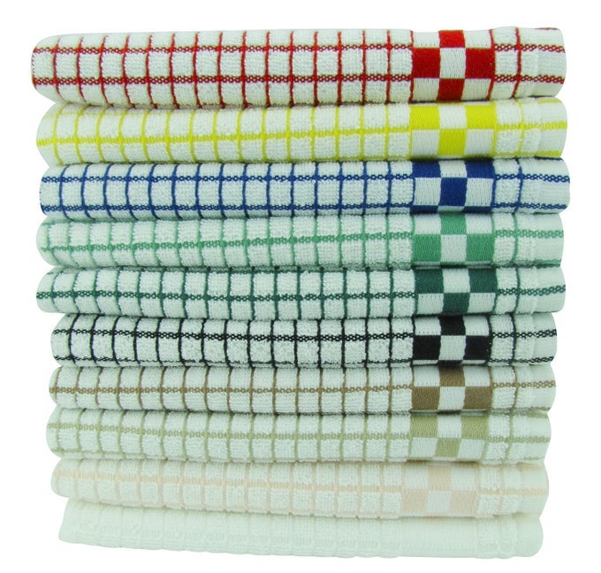 CLASSIC KITCHEN DISH TOWELS SET HEAVY DUTY SUPER ABSORBENT 100 COTTON PROFESSIONAL GRADE DISH CLOTHS EUROPEAN MADE TEA TOWELS 10 PACK MULTI COLOR