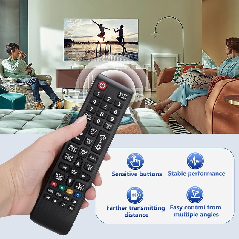 جهاز التحكم عن بعد العالمي لتلفزيون Samsung، بديل لجميع تلفزيونات Samsung الذكية LCD وLED وSUHD وUHD وHDTV ثلاثية الأبعاد BN59-01199F وBN59-01315A وBN59-01315B وBN59-01315J وBN59-01315D وBN59-01315N. - Image 3
