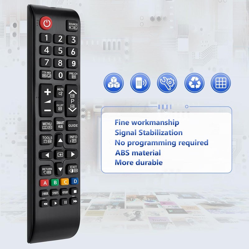 جهاز التحكم عن بعد العالمي لتلفزيون Samsung، بديل لجميع تلفزيونات Samsung الذكية LCD وLED وSUHD وUHD وHDTV ثلاثية الأبعاد BN59-01199F وBN59-01315A وBN59-01315B وBN59-01315J وBN59-01315D وBN59-01315N. - Image 4