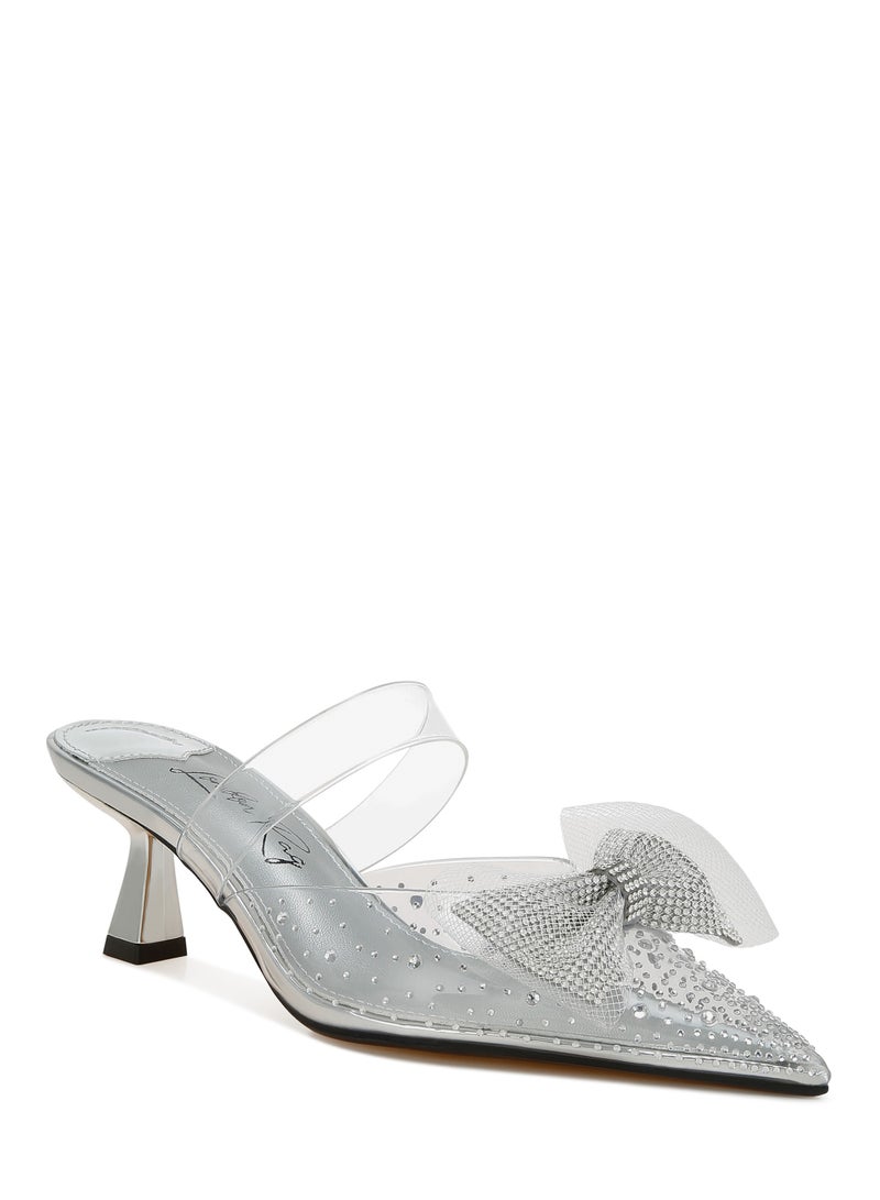 London Rag Embellished Bow Kitten Heels in Silver  - Image 2
