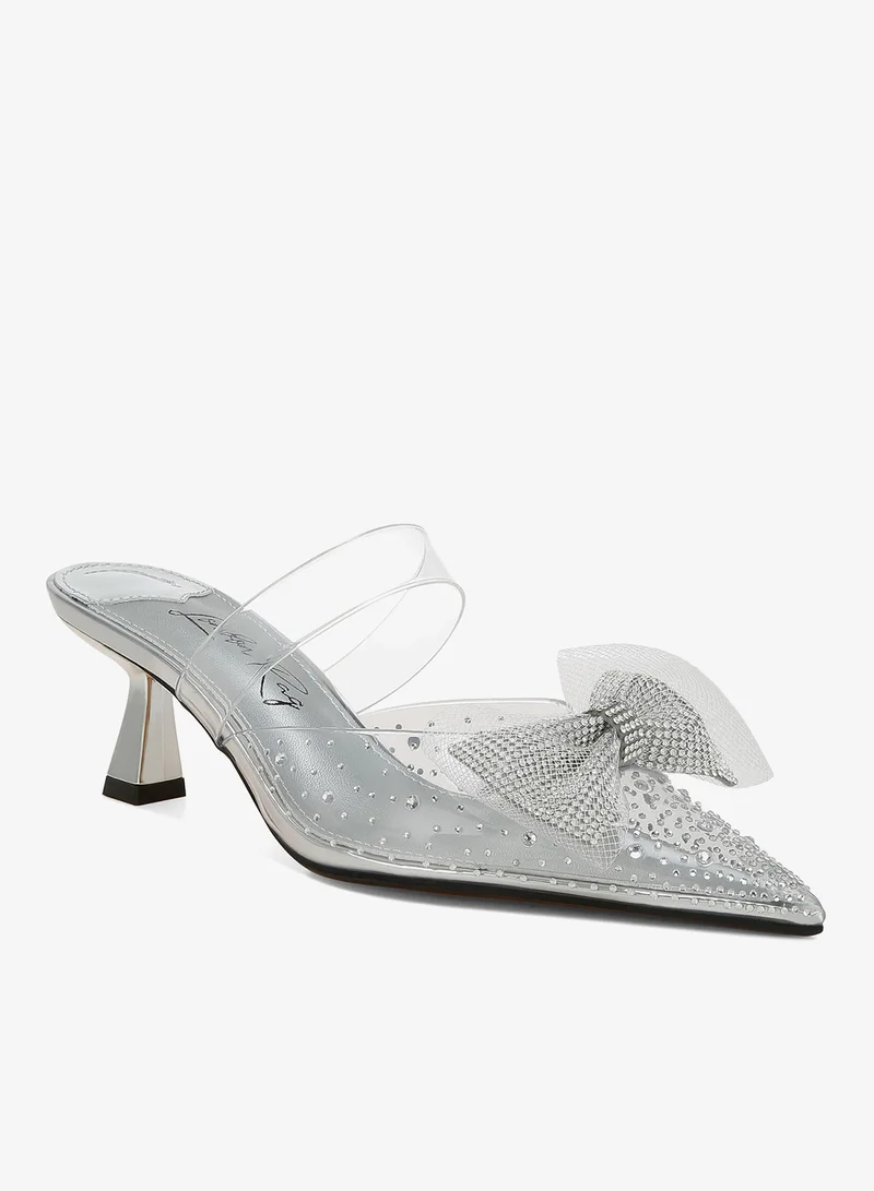 London Rag Silver Embellished Bow Kitten Heels in Silver for Women | Best Price UAE