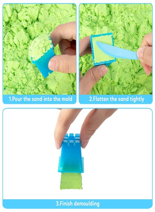 ThinkMax Sand Set for Kids, 6 Mini Construction Trucks, Castle Sand Molds, Tools & Signs, Foldable Storage Bin, 43PCS Set for Boys & Girls - Image 5