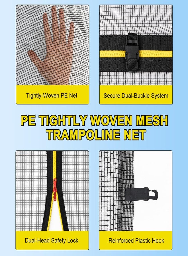 Wadoy 10 Ft Trampoline Net Replacement Safety Enclosure Net for 6 Straight Poles, Slide-On Mounting PE Tightly Woven Mesh Netting Included Ropes (Not Include Trampoline Poles) - Image 2
