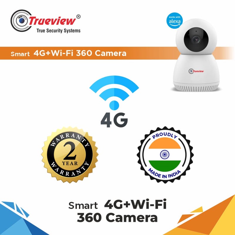 Trueview 4G Sim Based Wi Fi Based Smart CCTV Camera for Home Baby Monitoring Servelance Indoor Camera for Home 4G Smart Camera - Image 2