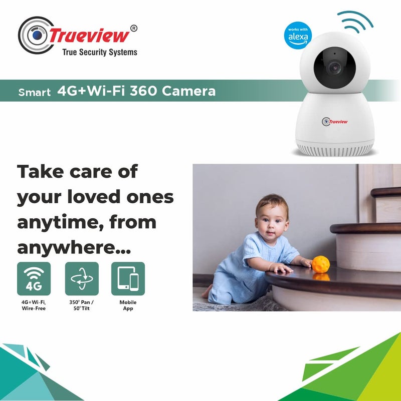Trueview 4G Sim Based Wi Fi Based Smart CCTV Camera for Home Baby Monitoring Servelance Indoor Camera for Home 4G Smart Camera - Image 5