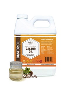 33RD PARALLEL SOAP CO. Castor Oil Premium Cold Pressed Unrefined 100% Pure Natural Castor Oil Promotes Healthy Skin & Hair Thickens Eyebrows & Lengthens Eyelashes Strengthens Nails Cuticles Massage Oil 16 Oz  - Image 1