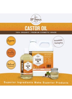 33RD PARALLEL SOAP CO. Castor Oil Premium Cold Pressed Unrefined 100% Pure Natural Castor Oil Promotes Healthy Skin & Hair Thickens Eyebrows & Lengthens Eyelashes Strengthens Nails Cuticles Massage Oil 16 Oz  - Image 2