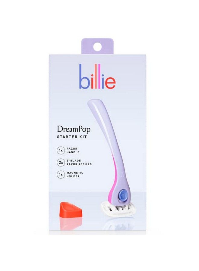 Billie Dreampop Starter Kit 1X Razor Handle + 2X 5Blade Refills And Magnetic Holder Purple  - Image 1