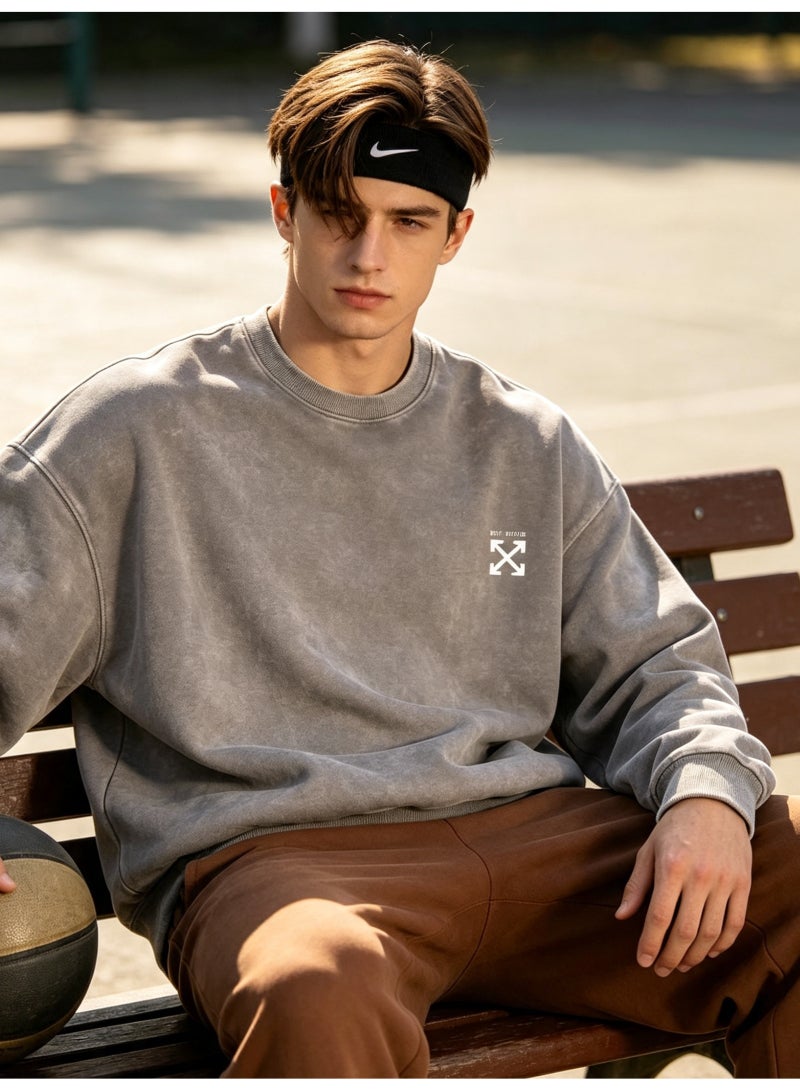 OFF-WHITE Men's and women's long-sleeved sweater with loose off-shoulder round neck - Image 1