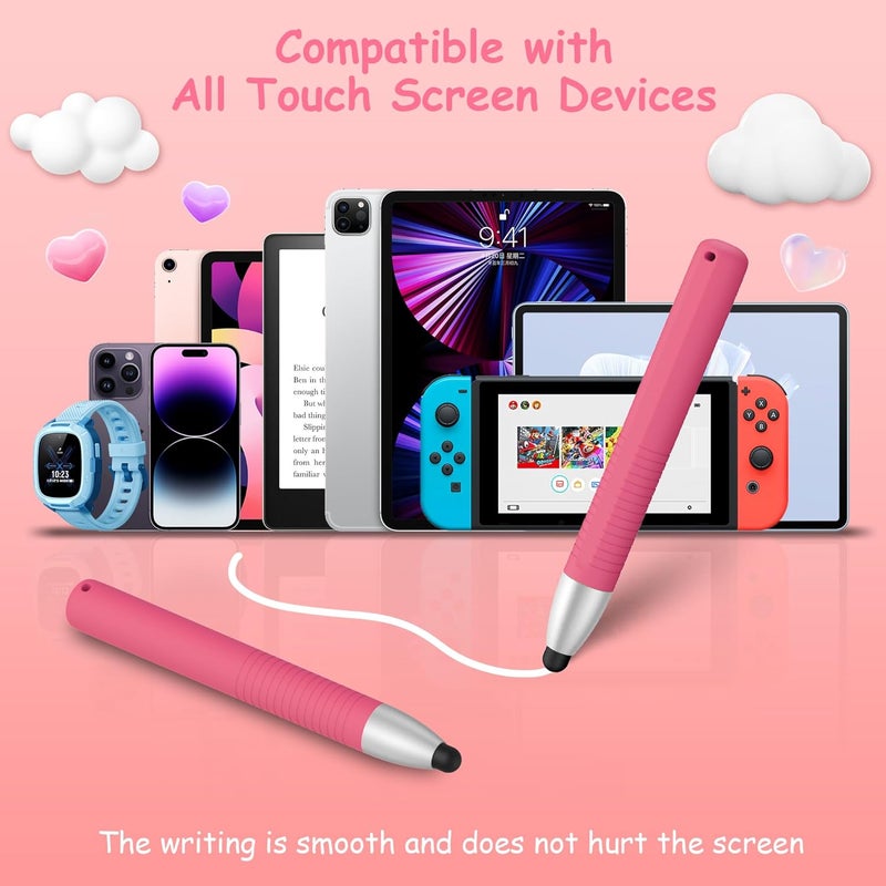 Demark Kid-Friendly Stylus Pens for Touch Screen, Tablet Stylus Pen Compatible with iPad/Fire/Kindle/iPhone/Android All Tablets and Phones (Cherry Pink) - Image 3