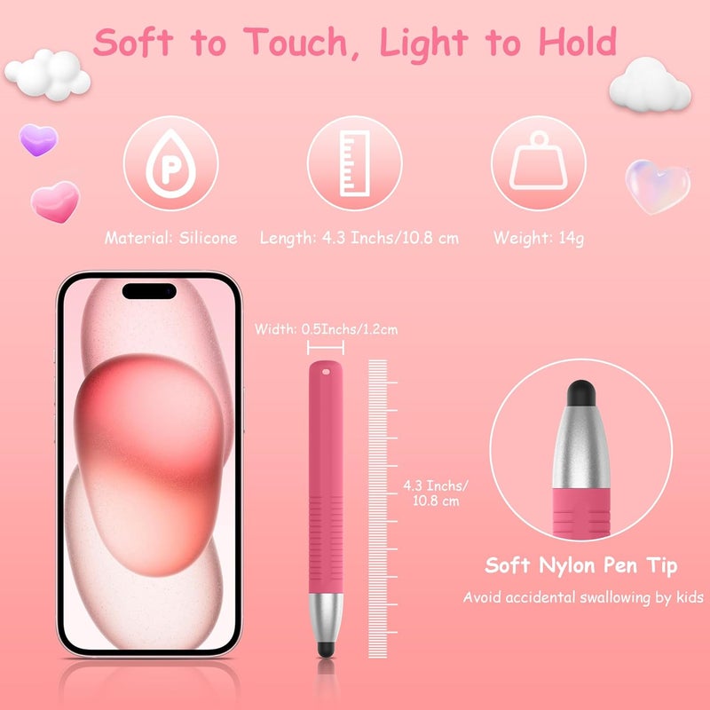 Demark Kid-Friendly Stylus Pens for Touch Screen, Tablet Stylus Pen Compatible with iPad/Fire/Kindle/iPhone/Android All Tablets and Phones (Cherry Pink) - Image 4