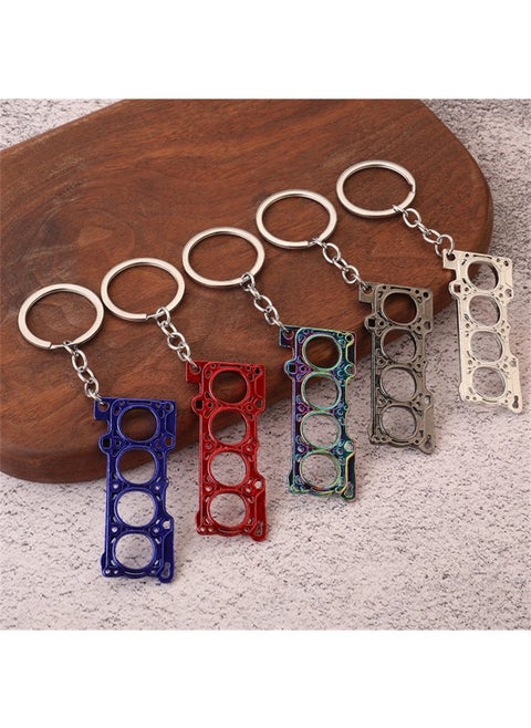 1Pcs Car Modification Cylinder Head Engine Gasket Keychains For Men Tuning Key Ring Metal Car Refitting Pendant DIY Key Holder-Color:B30-SP018-A