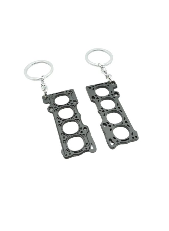 1Pcs Car Modification Cylinder Head Engine Gasket Keychains For Men Tuning Key Ring Metal Car Refitting Pendant DIY Key Holder-Color:B30-SP018-A