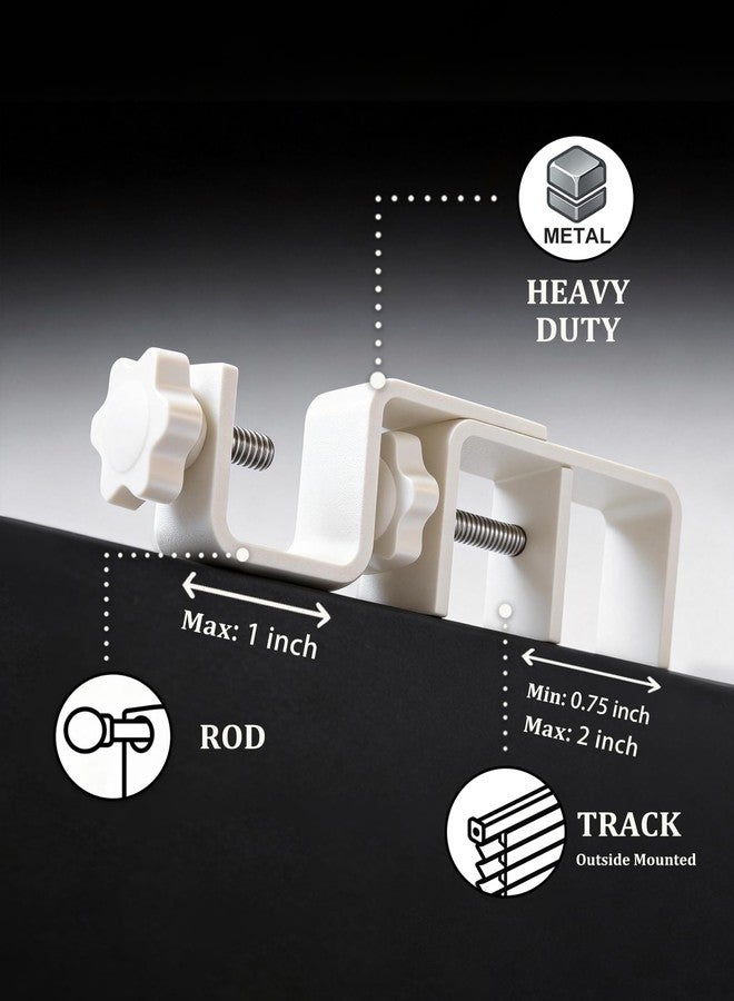Mimiio No Drill Curtain Rod Bracket Attachment for Outside Mounted Blinds, 1.3-2" Adjustable, Effortless Hand-Twist Screws & SquareLock Design, Tool-Free, Anti-Slip, White Frosted Finish, 3 Pack - Image 5