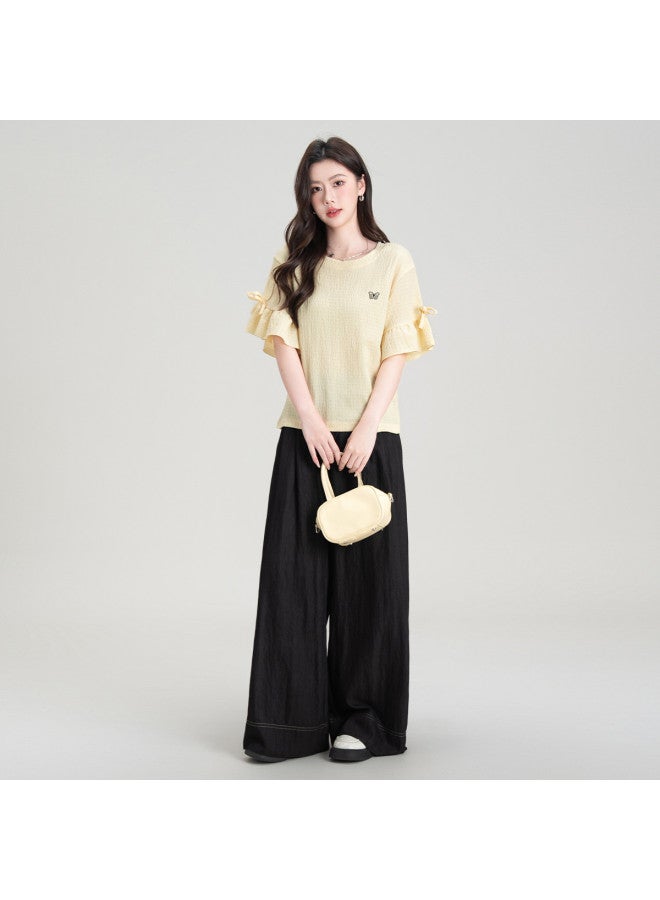 Hstyle Dopamine Dressing Sweet Summer Design Niche Stylish Flared Sleeve Top Women's Loose Short Sleeve T-shirt - Image 2