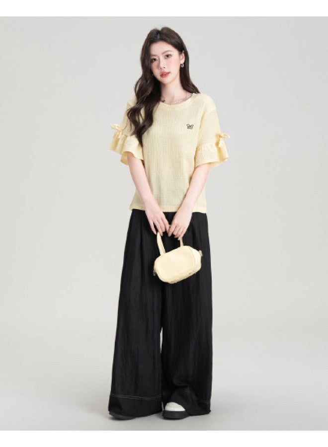 Hstyle Dopamine Dressing Sweet Summer Design Niche Stylish Flared Sleeve Top Women's Loose Short Sleeve T-shirt - Image 1