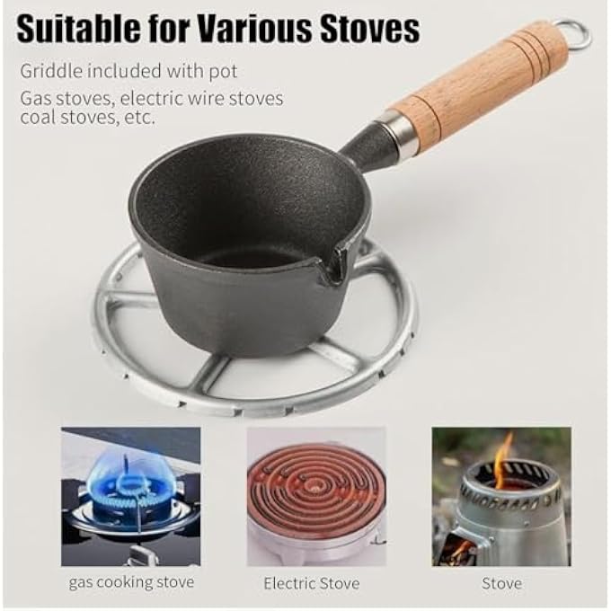 IS MUHE Mini Hot Oil Pan Cooking Pan With Lid Pasta Functional Pots Cheese Pancake Griddle Heating Stockpot Noodle Pot Pans Fryer Cookware Pancake Making Baby Nonstick Wooden Food - Image 3