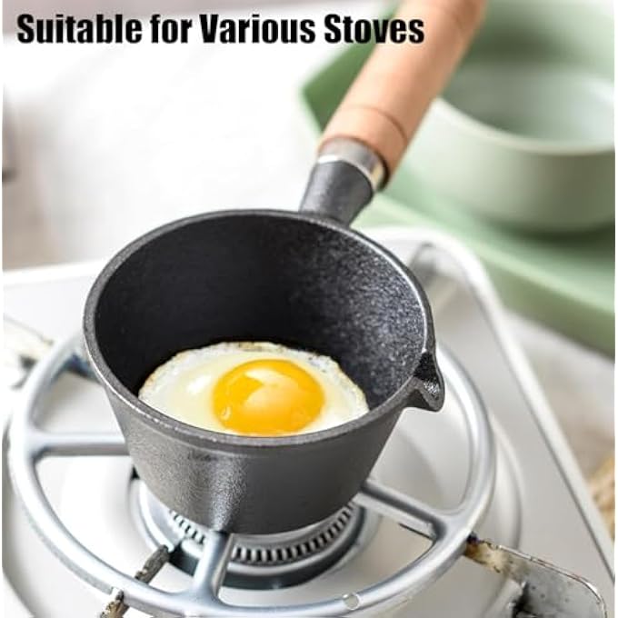 IS MUHE Mini Hot Oil Pan Cooking Pan With Lid Pasta Functional Pots Cheese Pancake Griddle Heating Stockpot Noodle Pot Pans Fryer Cookware Pancake Making Baby Nonstick Wooden Food - Image 4
