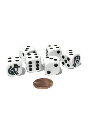Set of 6 Cat Dice 16mm D6 Rounded Edge Koplow Animal Dice- White with Black Pips - pzsku/Z9A1E6EB67D6FCEB33762Z/45/1749923011/4ac10f22-529f-4677-9641-5ca4c298160e