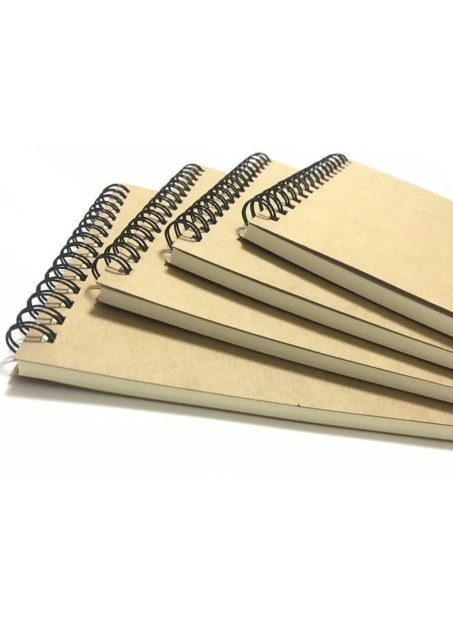 VEEPPO VEEPPO A5 Top Spiral Bound Notebooks Bulk Journals Spiral Steno Pads Blank/Lined Kraft Brown Cardboard Cover Thick Cream Writing Pad Sketchbook Scrapbook Album (Top Bound Lined White-Pack of 4)  - Image 2