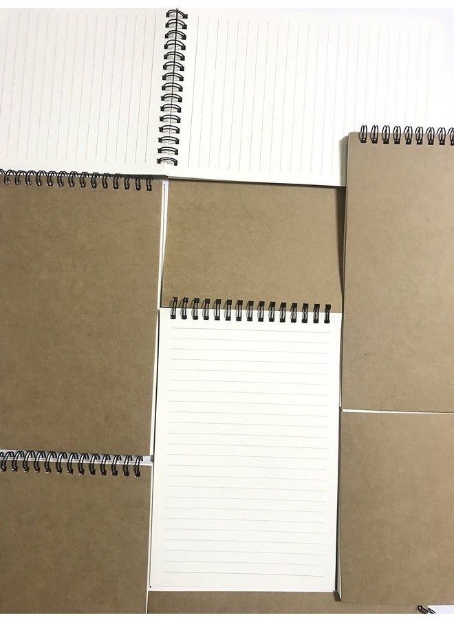 VEEPPO VEEPPO A5 Top Spiral Bound Notebooks Bulk Journals Spiral Steno Pads Blank/Lined Kraft Brown Cardboard Cover Thick Cream Writing Pad Sketchbook Scrapbook Album (Top Bound Lined White-Pack of 4)  - Image 4