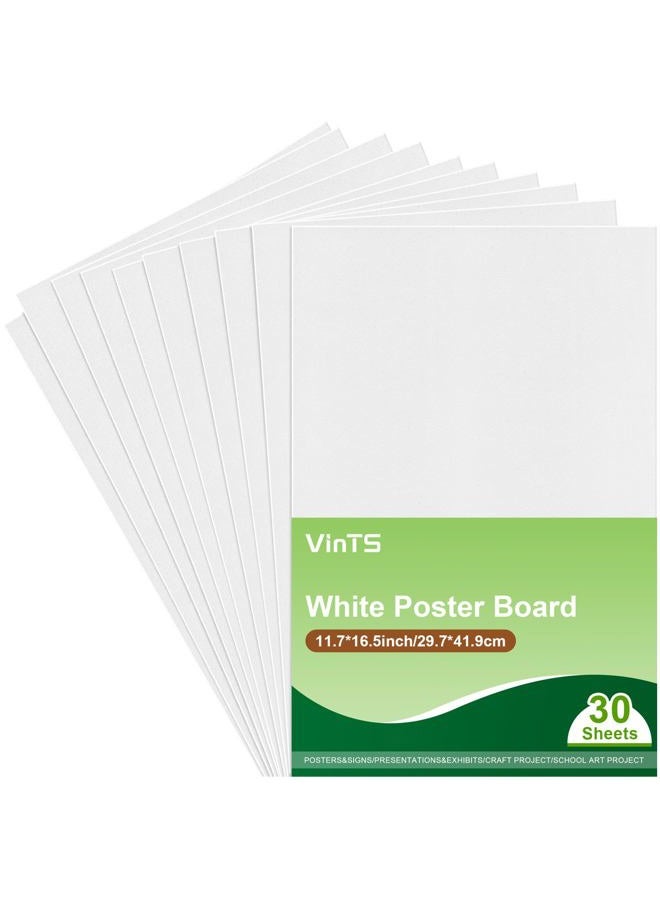 VinTS 30Pcs Poster Board 11.7x16.5 Inches White Poster Paper, 230G Thickness Poster Board Bulk, Blank Graphic Display Board for School Arts, Classroom Crafts, exhibits and Notices (Pack of 30) - Image 1