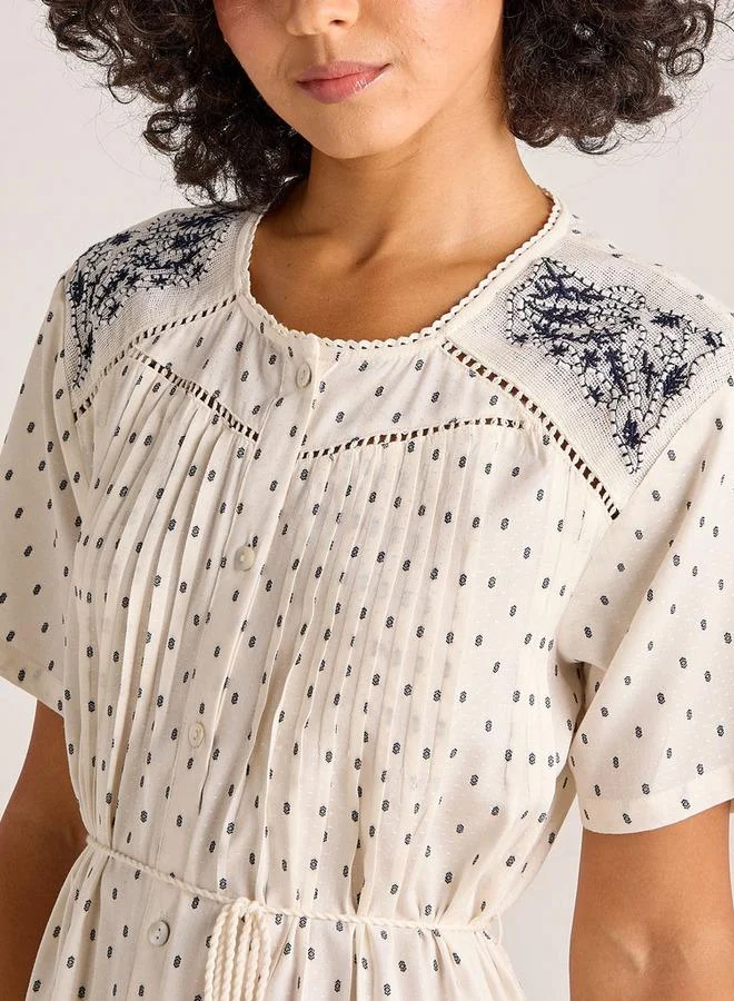 Splash FAV Night Gown Short Sleeves with Tie-Up Belt