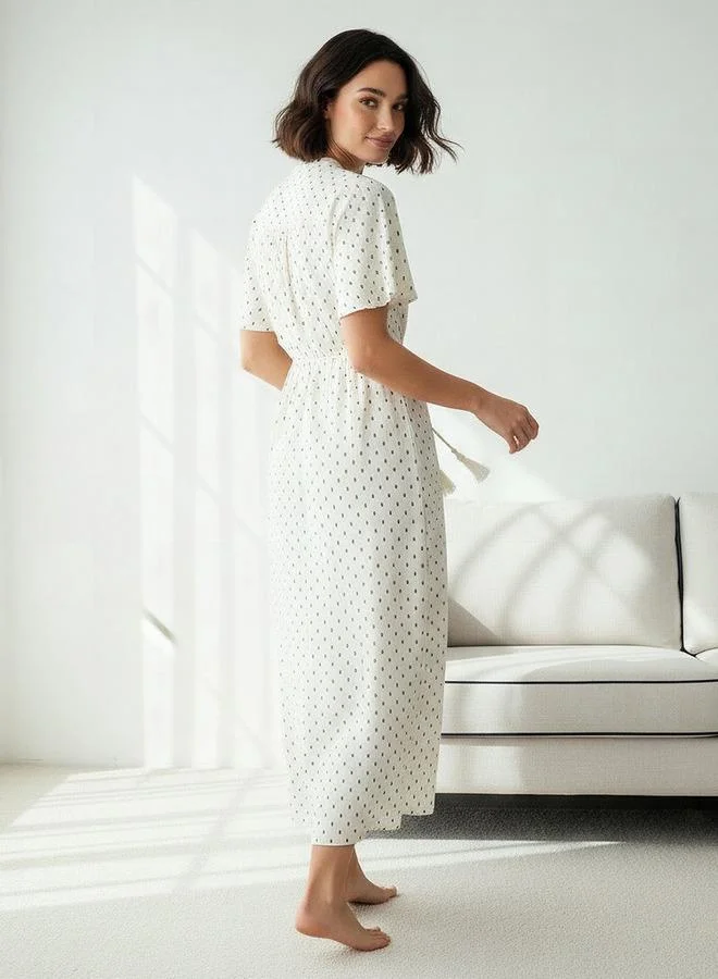 Splash FAV Night Gown Short Sleeves with Tie-Up Belt