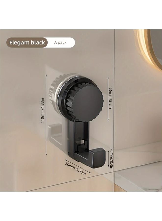 Black L Shape Plastic Wall Mounted Towel Hooks With Suction Cups Easy Installation For Kitchen And Bathroom - Image 1