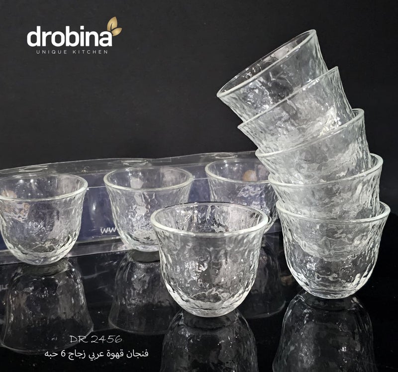 6-piece clear glass Arabic coffee cup