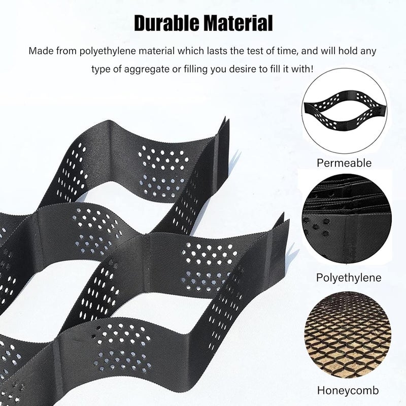 Gravel Grid 2 in High, Heavy Duty Ground Reinforcement Grid, HPDE Geogrid for Driveway DIY Patio Pavement Park Garden & Slope, Soil Stabilizing Geogrid(4x10m/13.1x32.8ft) - Image 2