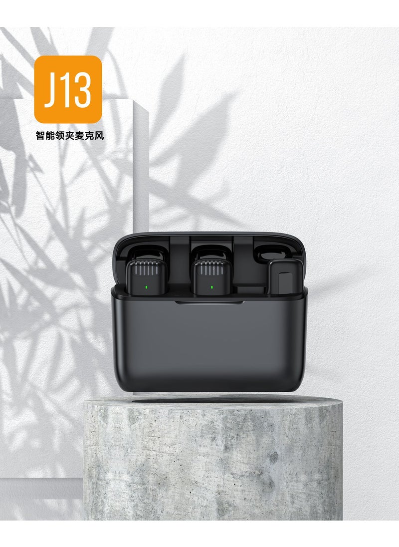 Generic - New J11 Clip-On Wireless Microphone with Charging Case Noise-Cancelling J13TPYE-C interface one drag 2 dual microphone single receiver - Image 1