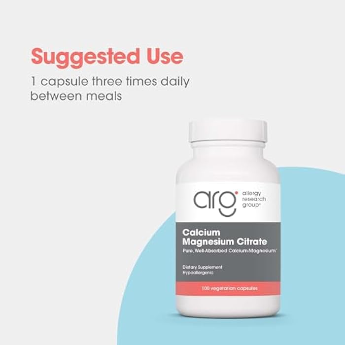 Allergy Research Group Calcium Magnesium Citrate Supplement - Bone Health, with Calcium Citrate, Pure, Well-Absorbed, Vegetarian Capsules - 100 Count - Image 4