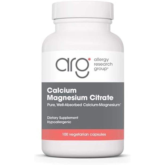 Allergy Research Group Calcium Magnesium Citrate Supplement - Bone Health, with Calcium Citrate, Pure, Well-Absorbed, Vegetarian Capsules - 100 Count - Image 1