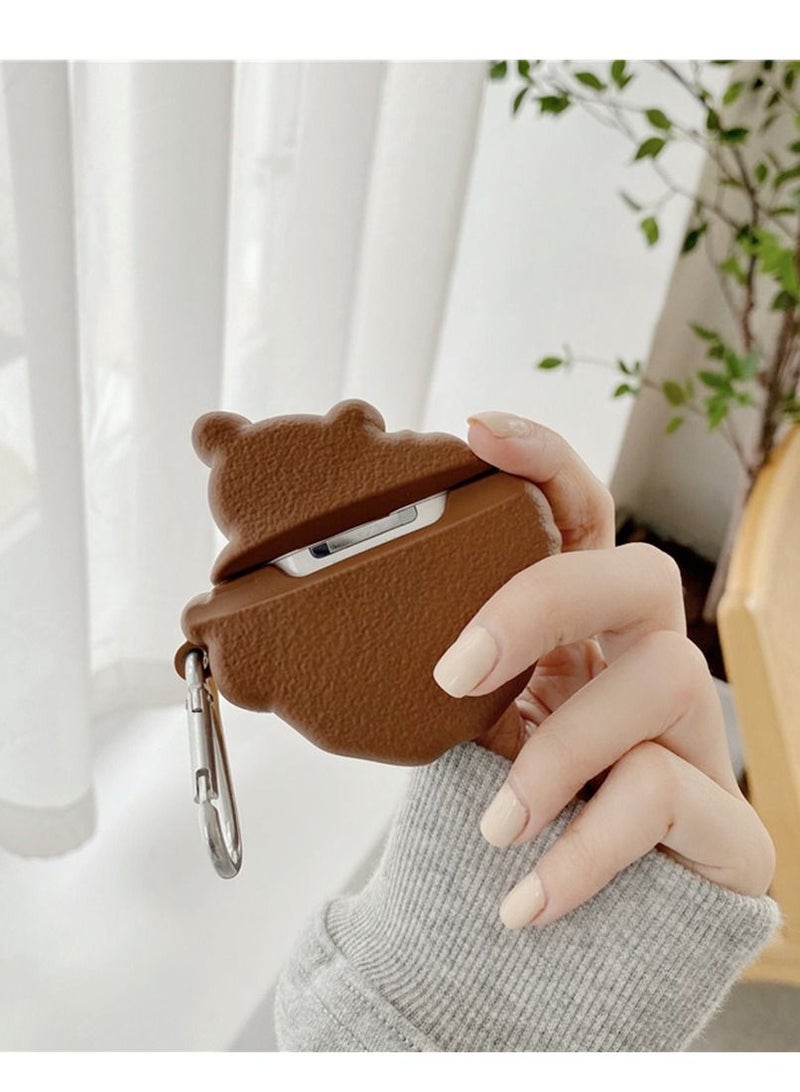 Suitable for Apple Airpods Pro Protective Sleeve 3d Cute Cartoon Bear Protection Soft Silicone Protective Sleeve With Keychain Accessory Cover