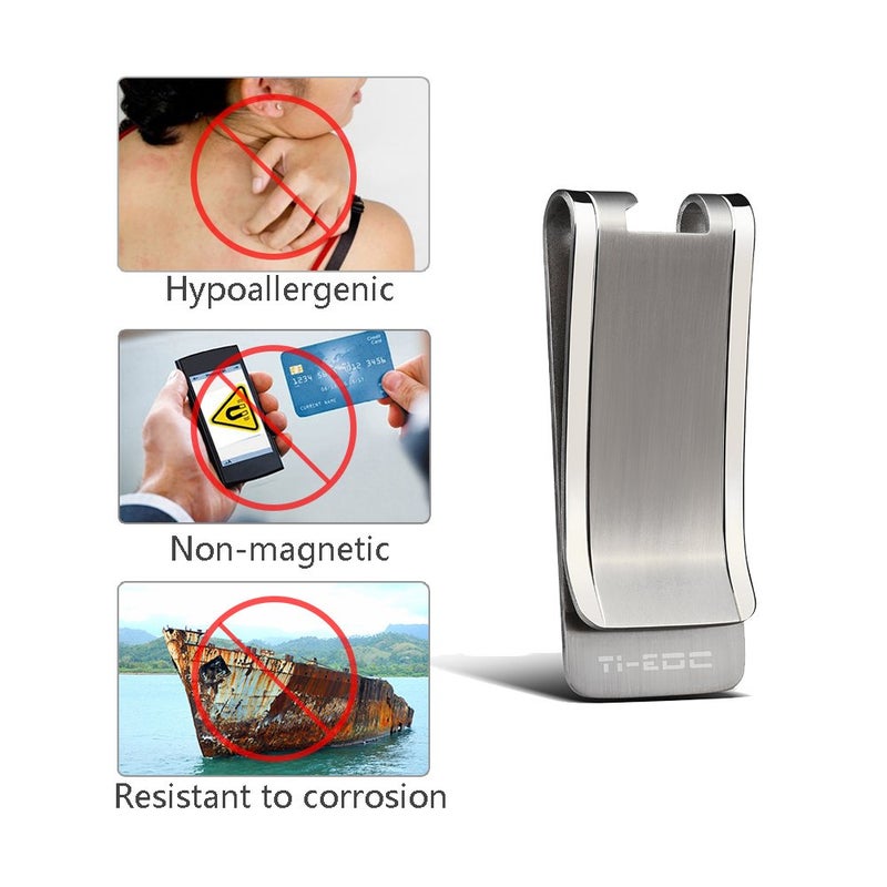 TI-EDC TI-EDC Titanium Slim Cash Money Clip for Men Wallet Credit Card Holder and Bottle Opener for Him Christmas  - Image 4