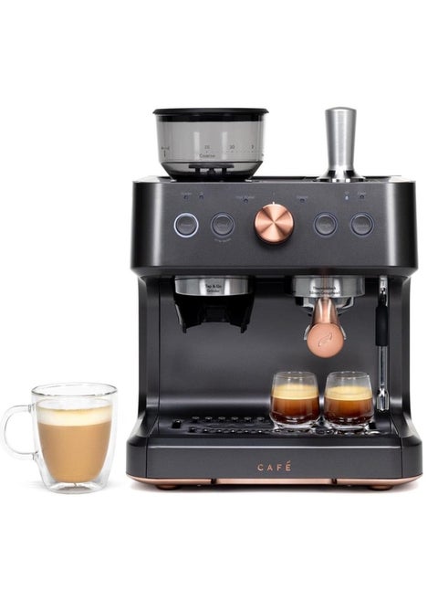 Bellissimo Semi Automatic Espresso Machine Milk Frother Built-In Bean Grinder, 15-Bar Pump & 95-Ounce Water Reservoir | C7CESAU3RD3 - Black Matt