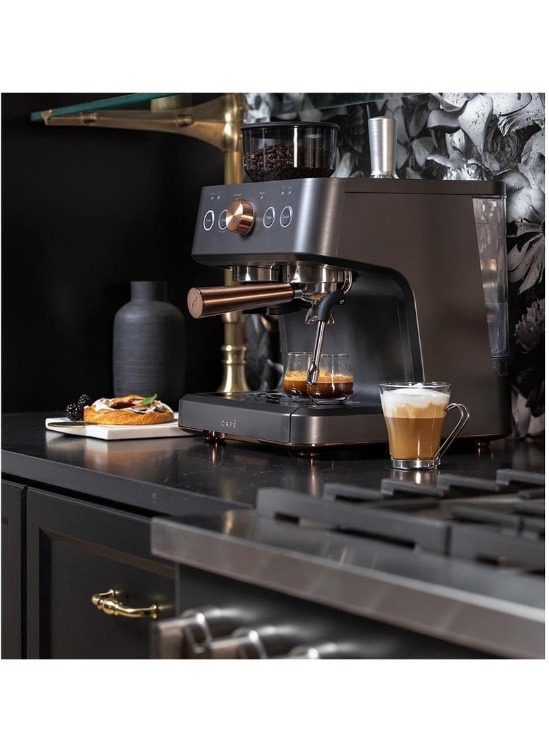 Bellissimo Semi Automatic Espresso Machine Milk Frother Built-In Bean Grinder, 15-Bar Pump & 95-Ounce Water Reservoir | C7CESAU3RD3 - Black Matt