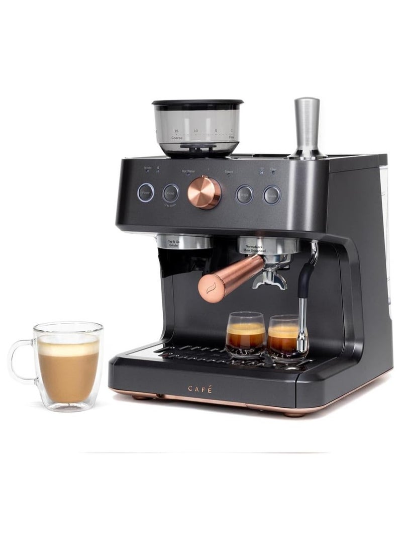 Bellissimo Semi Automatic Espresso Machine Milk Frother Built-In Bean Grinder, 15-Bar Pump & 95-Ounce Water Reservoir | C7CESAU3RD3 - Black Matt
