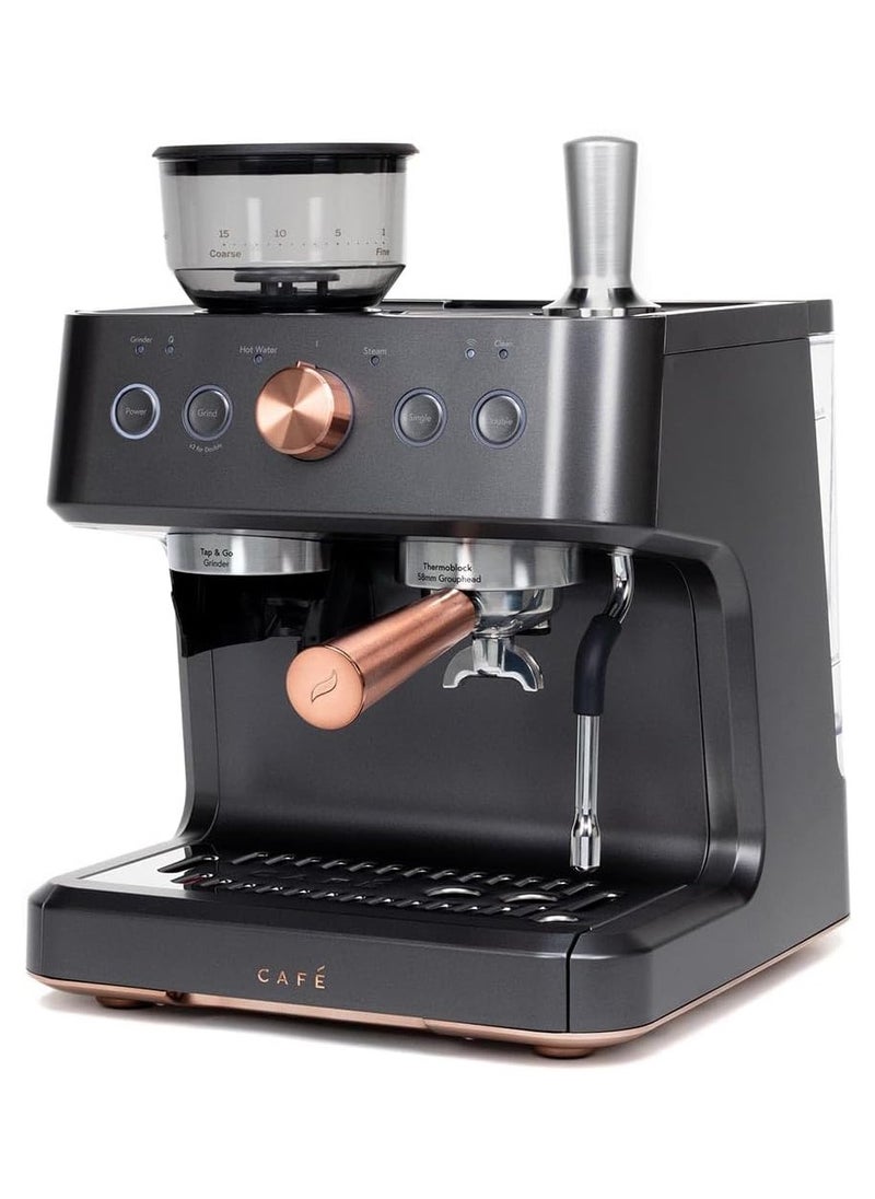 Bellissimo Semi Automatic Espresso Machine Milk Frother Built-In Bean Grinder, 15-Bar Pump & 95-Ounce Water Reservoir | C7CESAU3RD3 - Black Matt